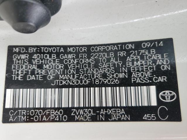 Photo 10 from auction – 2015 TOYOTA PRIUS with VIN JTDKN3DU0F1879026
