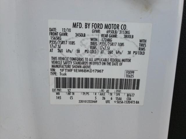 Photo 10 from auction – 2011 FORD F150 with VIN 1FTMF1EM6BKD17967