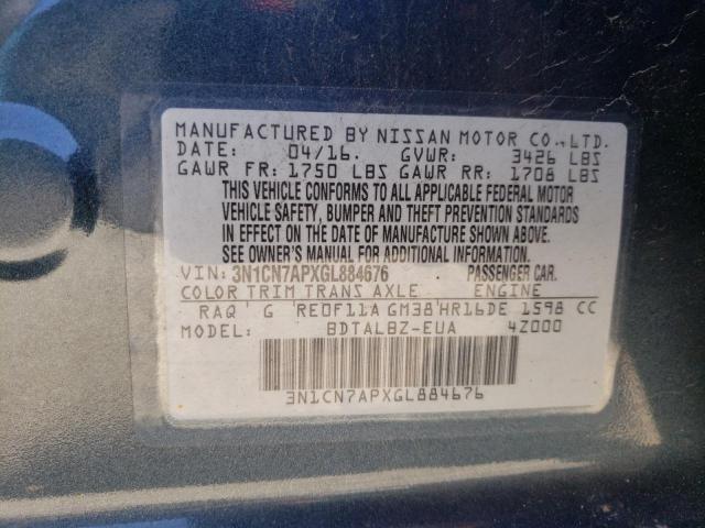 Photo 10 from auction – 2016 NISSAN VERSA S with VIN 3N1CN7APXGL884676