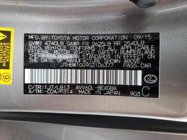 Photo 10 from auction – 2016 LEXUS ES 300H with VIN JTHBW1GG9G2106377