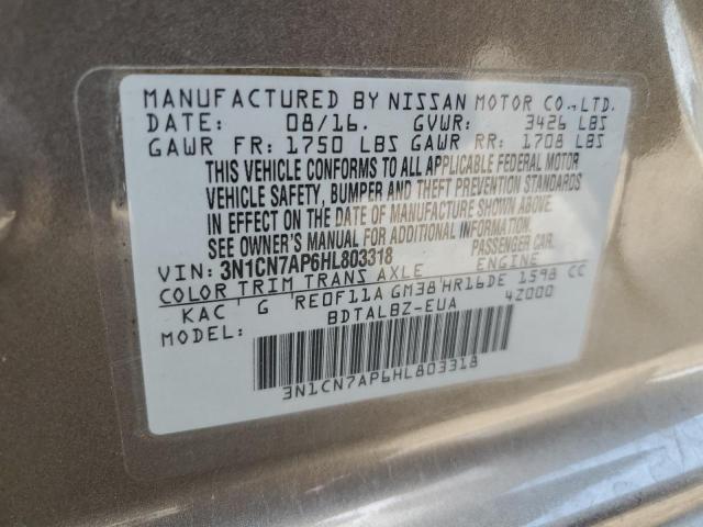 Photo 10 from auction – 2017 NISSAN VERSA S with VIN 3N1CN7AP6HL803318
