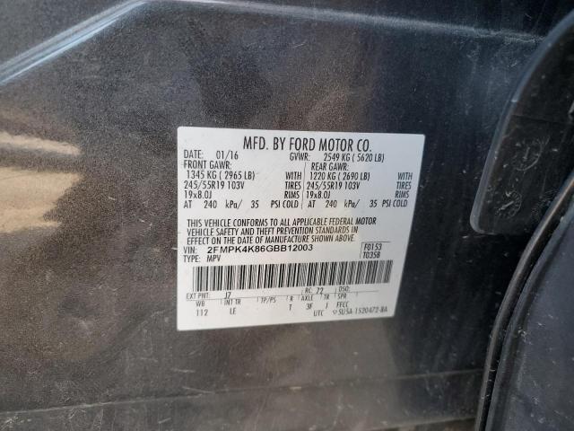 Photo 10 from auction – 2016 FORD EDGE TITAN with VIN 2FMPK4K86GBB12003
