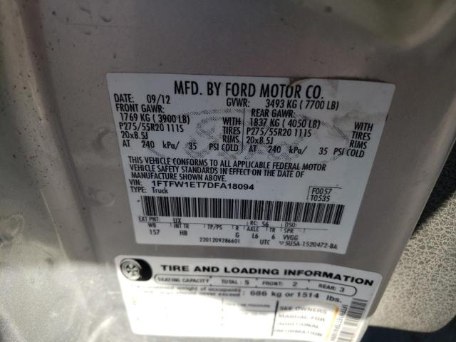 Photo 10 from auction – 2013 FORD F150 SUPER with VIN 1FTFW1ET7DFA18094