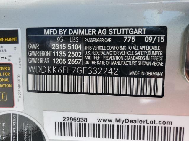 Photo 10 from auction – 2016 MERCEDES-BENZ E 400 with VIN WDDKK6FF7GF332242