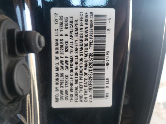 Photo 10 from auction – 2013 HONDA CIVIC EX with VIN 19XFB2F87DE203736