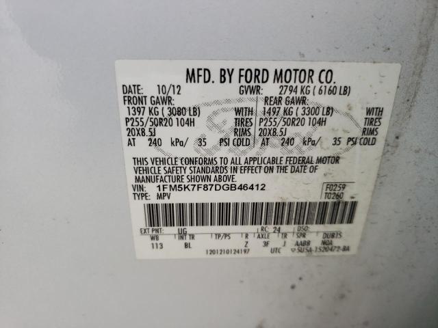 Foto 10 de la subasta – 2013 FORD EXPLORER L con VIN 1FM5K7F87DGB46412