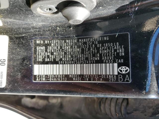 Photo 10 from auction – 2016 TOYOTA COROLLA L with VIN 5YFBURHE5GP524911