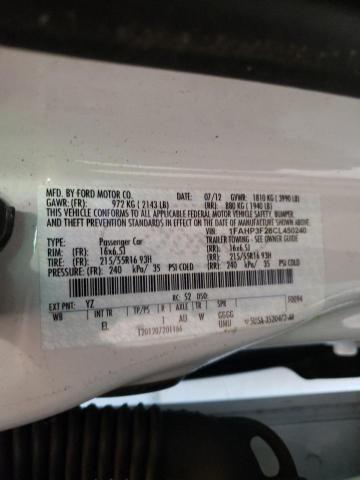 Photo 10 from auction – 2012 FORD FOCUS SE with VIN 1FAHP3F28CL450240