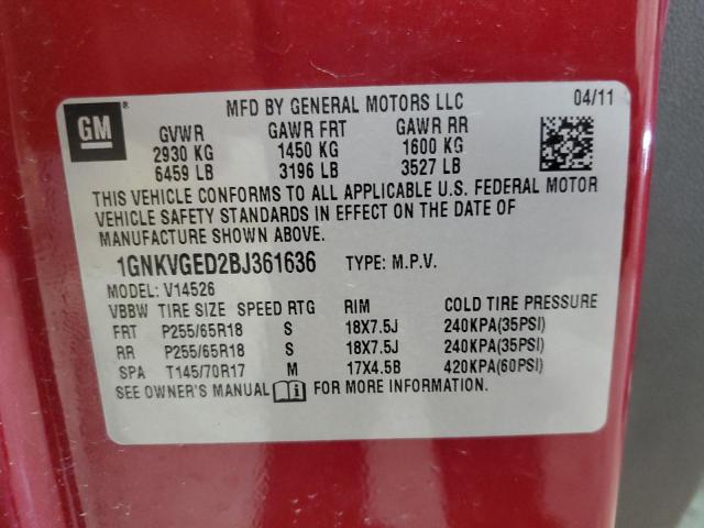 Photo 10 from auction – 2011 CHEVROLET TRAVERSE L with VIN 1GNKVGED2BJ361636