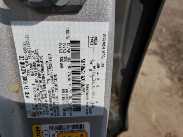 Photo 10 from auction – 2017 FORD FUSION SE with VIN 3FA6P0HD2HR298985
