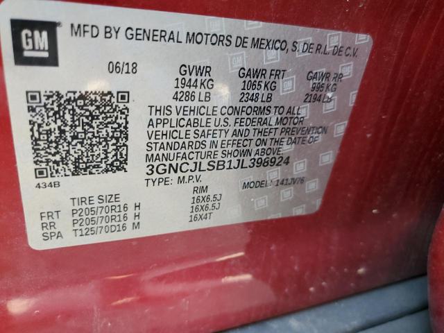 Photo 10 from auction – 2018 CHEVROLET TRAX 1LT with VIN 3GNCJLSB1JL398924