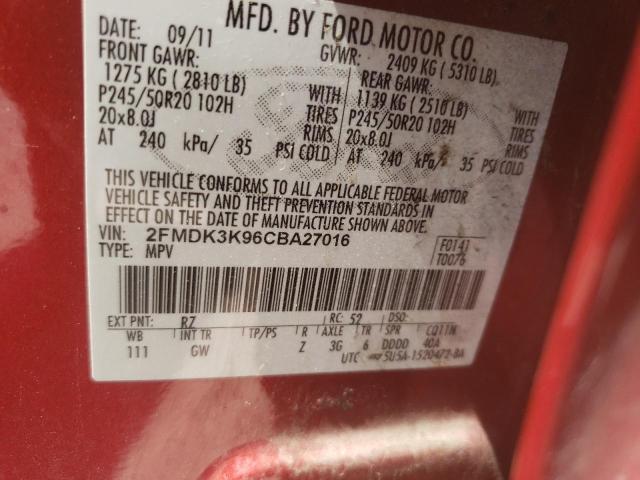 Photo 10 from auction – 2012 FORD EDGE LIMIT with VIN 2FMDK3K96CBA27016