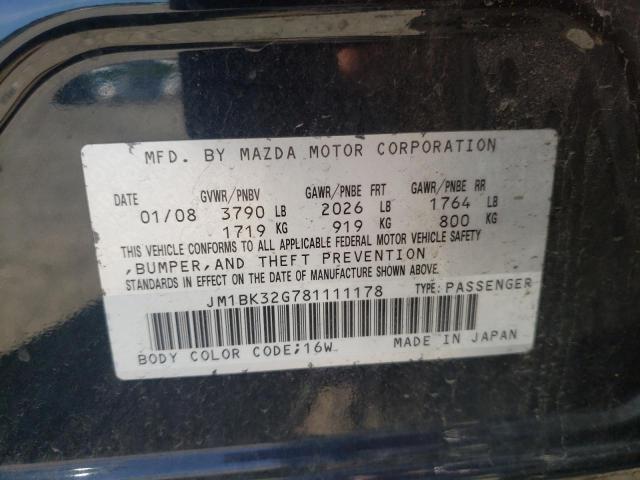 Photo 10 from auction – 2008 MAZDA 3 I with VIN JM1BK32G781111178