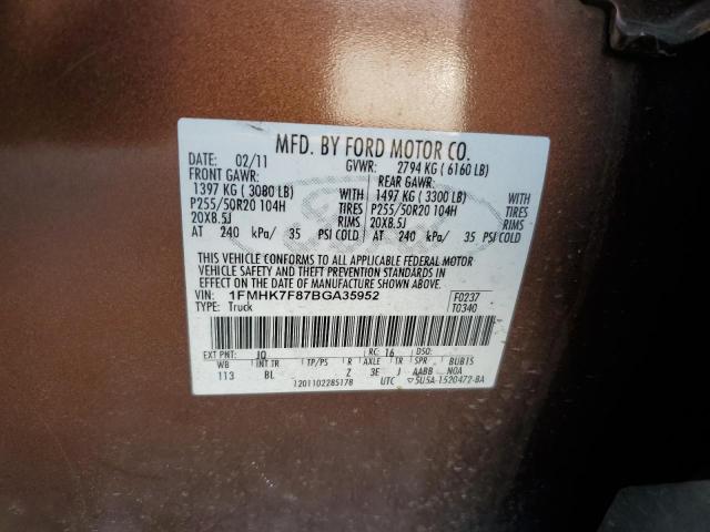 Photo 10 from auction – 2011 FORD EXPLORER L with VIN 1FMHK7F87BGA35952
