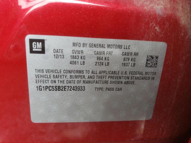 Photo 10 from auction – 2014 CHEVROLET CRUZE LT with VIN 1G1PC5SB2E7243933
