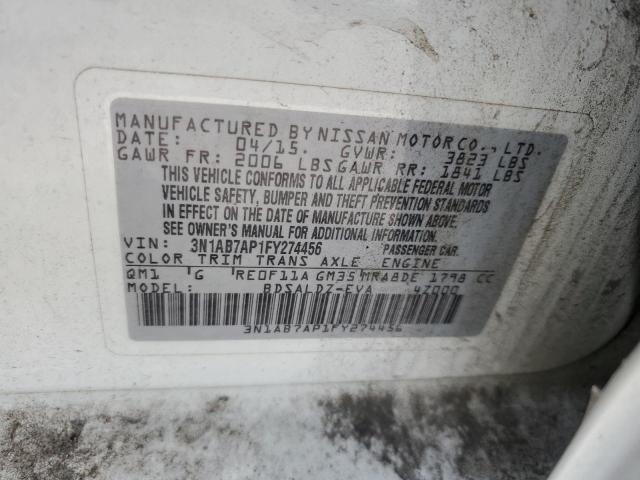 Photo 10 from auction – 2015 NISSAN SENTRA with VIN 3N1AB7AP1FY274456