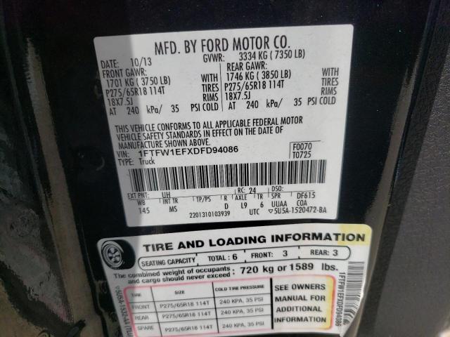 Photo 10 from auction – 2013 FORD F150 SUPER with VIN 1FTFW1EFXDFD94086