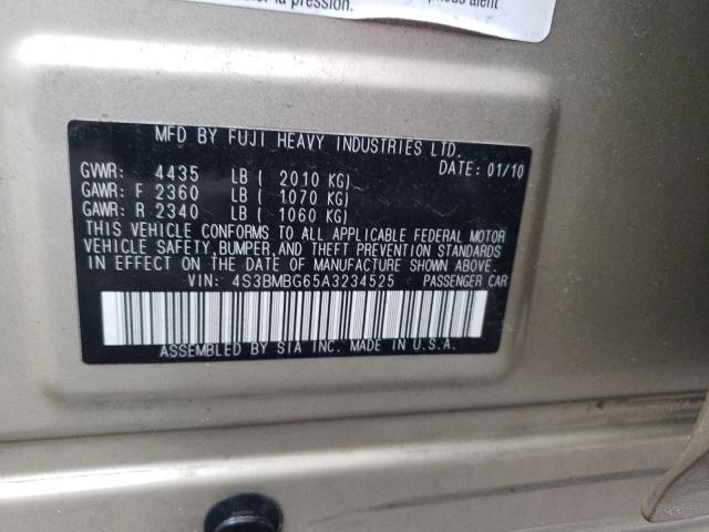 Photo 10 from auction – 2010 SUBARU LEGACY 2.5 with VIN 4S3BMBG65A3234525
