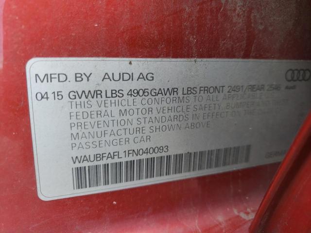 Photo 10 from auction – 2015 AUDI A4 PREMIUM with VIN WAUBFAFL1FN040093