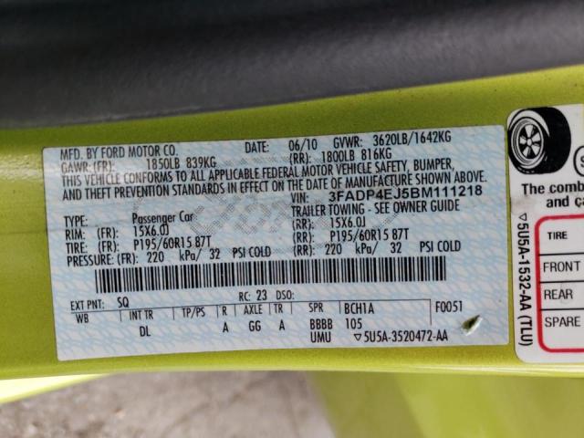 Photo 10 from auction – 2011 FORD FIESTA SE with VIN 3FADP4EJ5BM111218