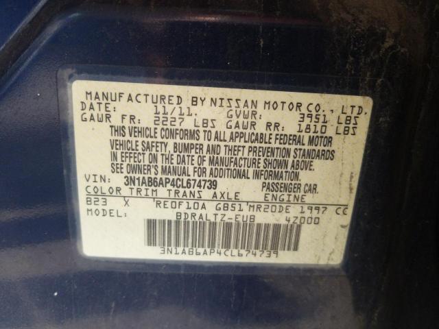 Photo 10 from auction – 2012 NISSAN SENTRA with VIN 3N1AB6AP4CL674739