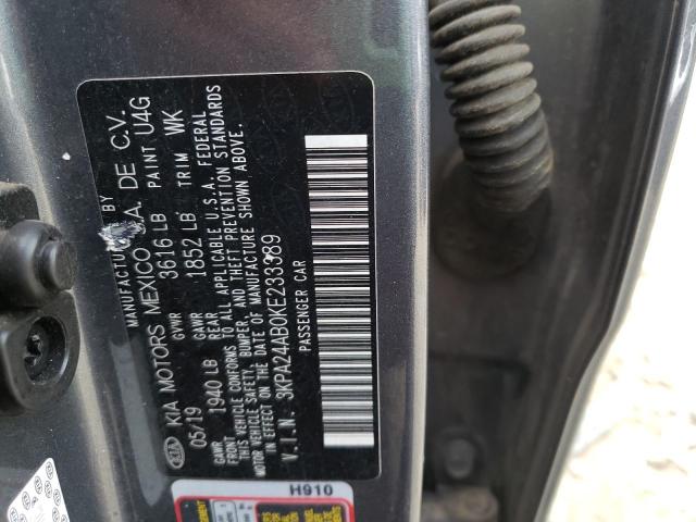 Photo 10 from auction – 2019 KIA RIO S with VIN 3KPA24AB0KE233389