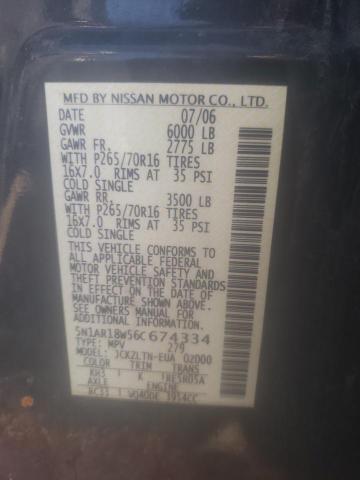 Photo 10 from auction – 2006 NISSAN PATHFINDER with VIN 5N1AR18W56C674334