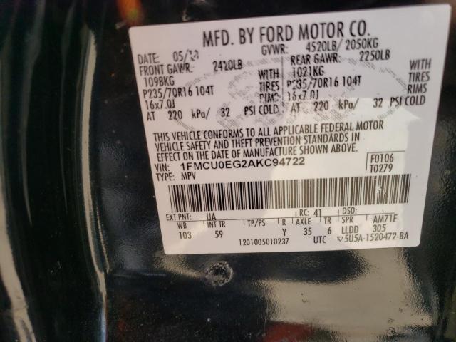 Photo 10 from auction – 2010 FORD ESCAPE LIM with VIN 1FMCU0EG2AKC94722