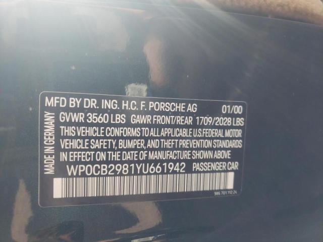 Photo 10 from auction – 2000 PORSCHE BOXSTER S with VIN WP0CB2981YU661942