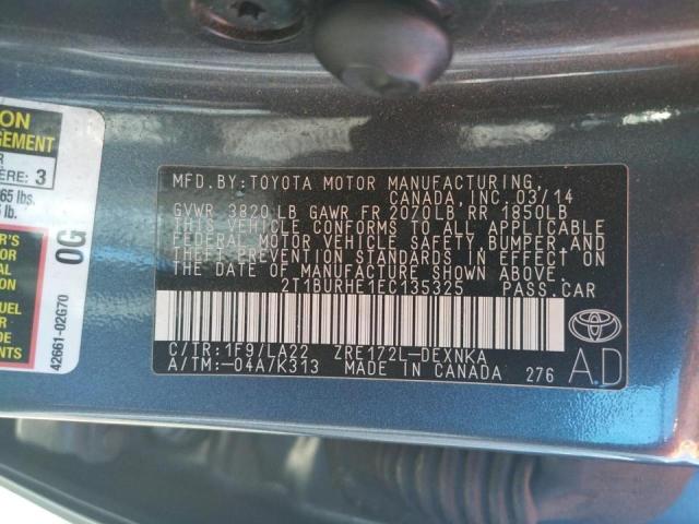 Photo 10 from auction – 2014 TOYOTA COROLLA L with VIN 2T1BURHE1EC135325