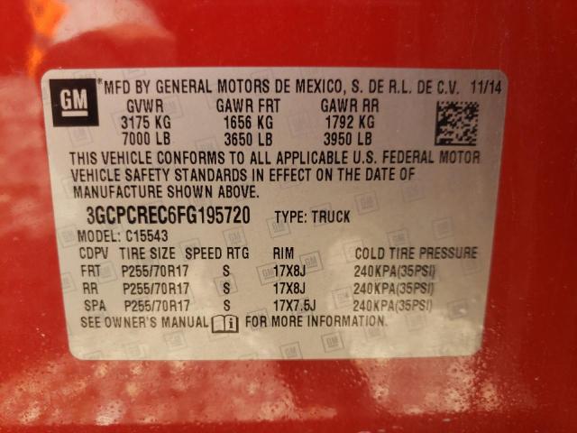 Photo 10 from auction – 2015 CHEVROLET SILVERADO with VIN 3GCPCREC6FG195720