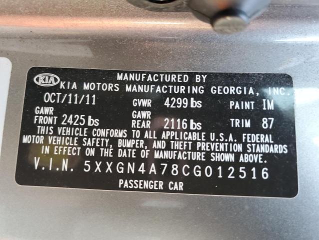 Photo 10 from auction – 2012 KIA OPTIMA EX with VIN 5XXGN4A78CG012516