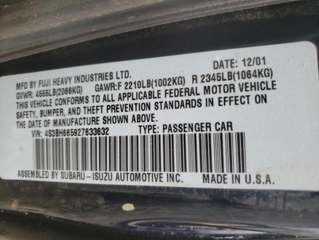 Photo 10 from auction – 2002 SUBARU LEGACY OUT with VIN 4S3BH665927633632