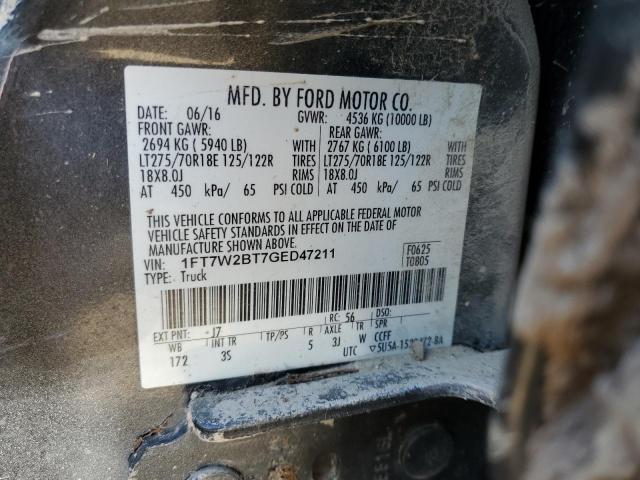 Photo 10 from auction – 2016 FORD F250 SUPER with VIN 1FT7W2BT7GED47211