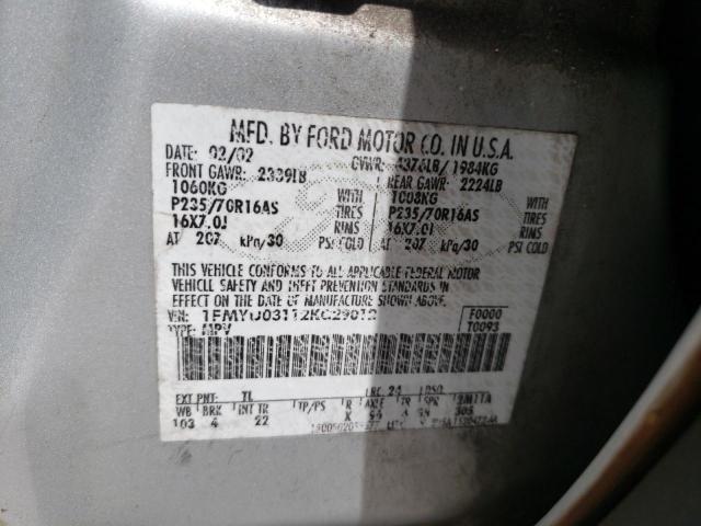 Photo 10 from auction – 2002 FORD ESCAPE XLT with VIN 1FMYU03112KC29012
