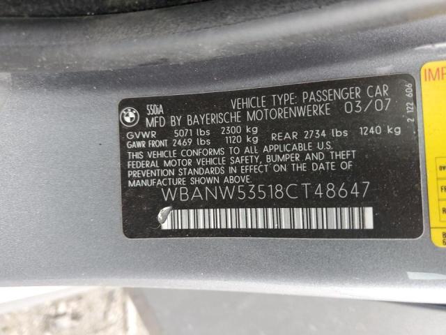 Photo 10 from auction – 2008 BMW 550 I with VIN WBANW53518CT48647