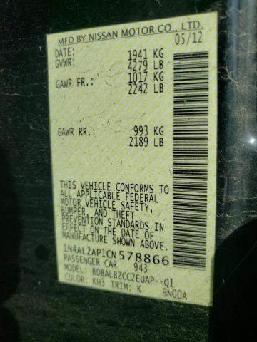 Photo 10 from auction – 2012 NISSAN ALTIMA BAS with VIN 1N4AL2AP1CN578866