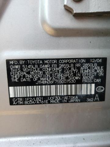 Photo 10 from auction – 2005 LEXUS LS 430 with VIN JTHBN36F755007530