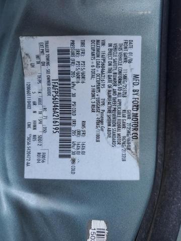 Photo 10 from auction – 2006 FORD TAURUS SEL with VIN 1FAFP56U46A216195