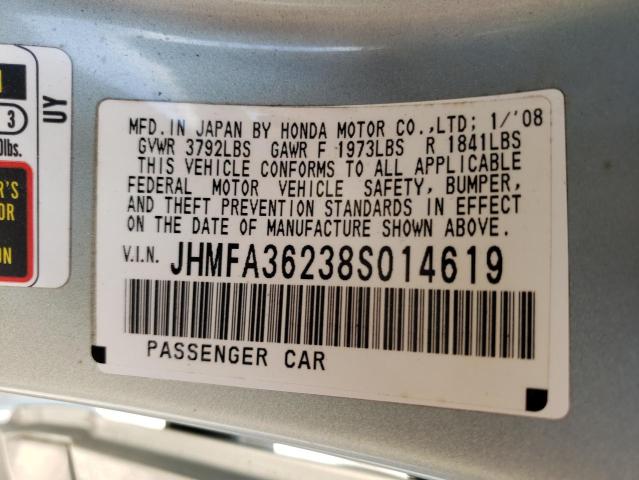 Photo 10 from auction – 2008 HONDA CIVIC HYBR with VIN JHMFA36238S014619