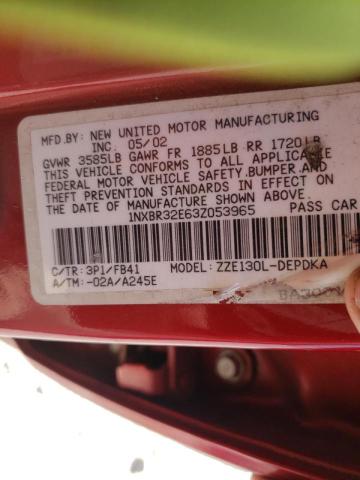Photo 10 from auction – 2003 TOYOTA COROLLA CE with VIN 1NXBR32E63Z053965