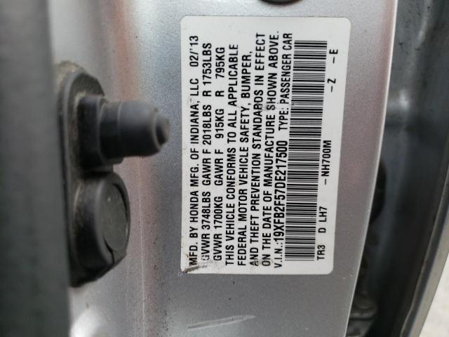 Photo 10 from auction – 2013 HONDA CIVIC LX with VIN 19XFB2F57DE217500
