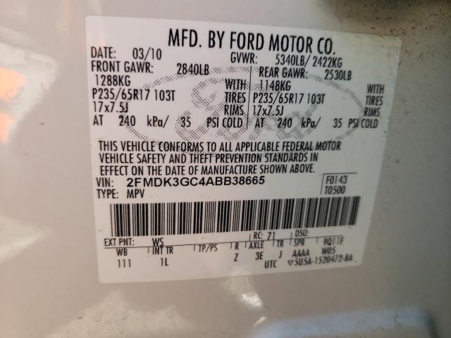 Photo 10 from auction – 2010 FORD EDGE SE with VIN 2FMDK3GC4ABB38665