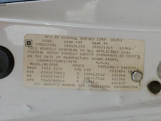 Photo 10 from auction – 1992 CHEVROLET ASTRO with VIN 1GNDM15Z0NB153175