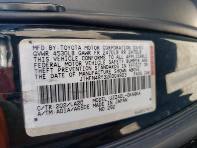 Photo 10 from auction – 2002 LEXUS SC 430 with VIN JTHFN48Y320004803