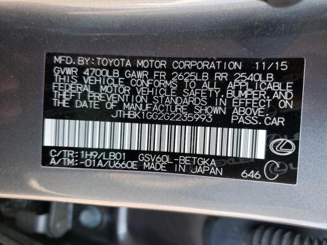 Photo 10 from auction – 2016 LEXUS ES 350 with VIN JTHBK1GG2G2235993