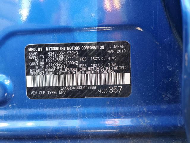 Photo 10 from auction – 2019 MITSUBISHI OUTLANDER with VIN JA4AR3AU0KU027699