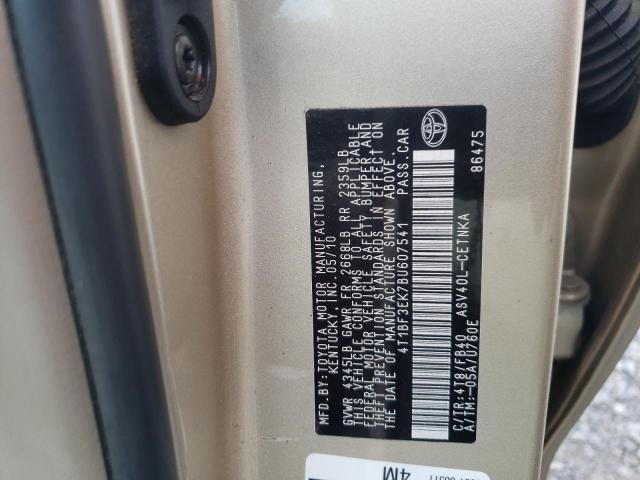Photo 10 from auction – 2011 TOYOTA CAMRY BASE with VIN 4T1BF3EK7BU607541
