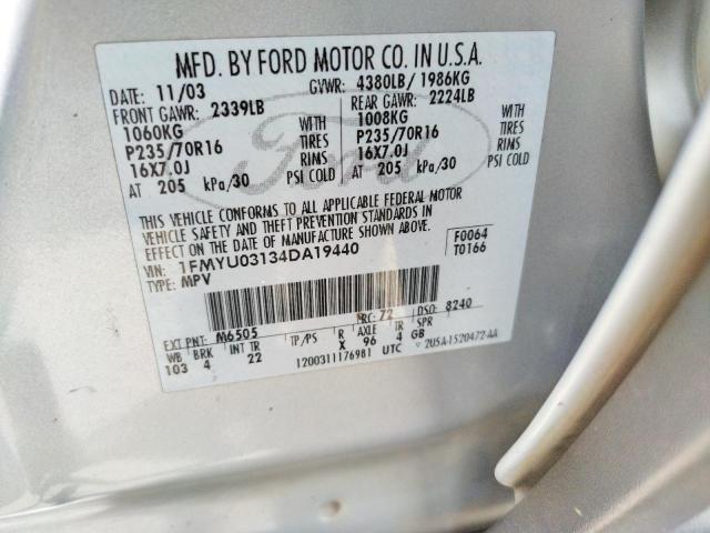Photo 10 from auction – 2004 FORD ESCAPE XLT with VIN 1FMYU03134DA19440