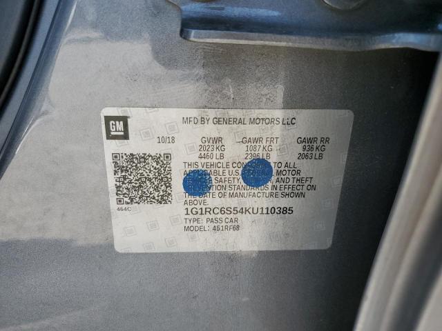 Photo 10 from auction – 2019 CHEVROLET VOLT LT with VIN 1G1RC6S54KU110385